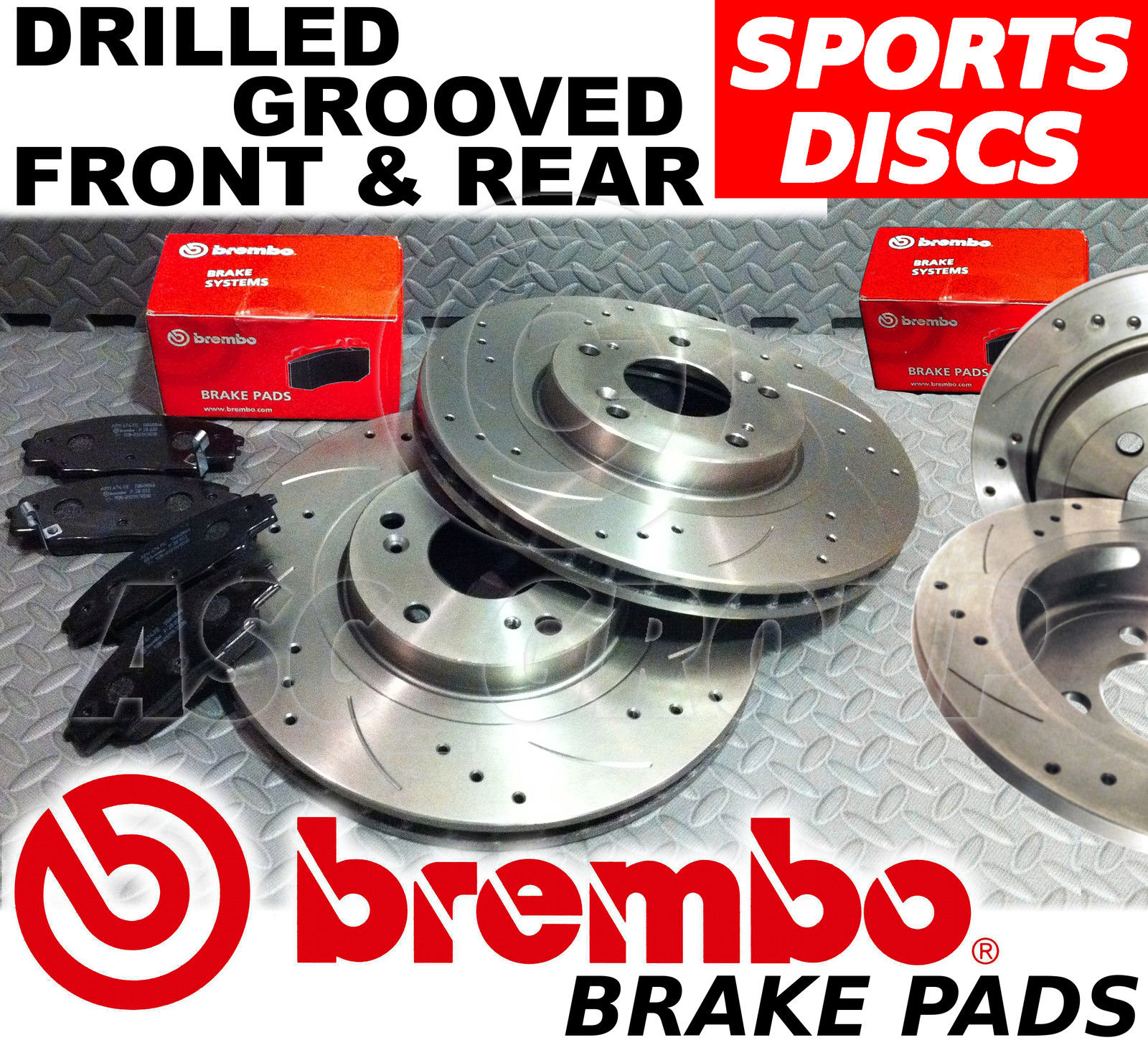 FORD FIESTA ST150 FRONT & REAR Drilled/Grooved Brake Discs & BREMBO